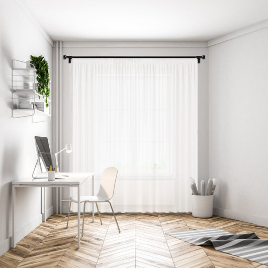 Gardinen Vorhang Store Webstore halbtransparent mit Kräuselband und Bleibandabschluss Weiß